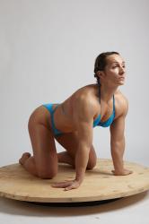 Woman Adult Muscular White Neutral Kneeling poses Underwear